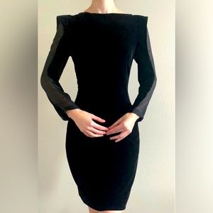 Vintage Jean Paul Gaultier Blk Velvet dress, long sleeve w/sheer side sl…